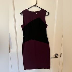 Calvin Klein Burgundy Color Block Sheath Dress